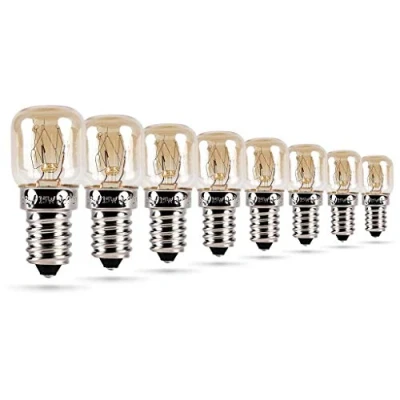 Afbeelding van HEITECH Ovenlamp, 8 stuks, 15 W, E14, ovengloeilamp, hittebestendig tot 300 graden, voor oven, grilloven, magnetron, ovenlamp met T22 capsule en 2600 K