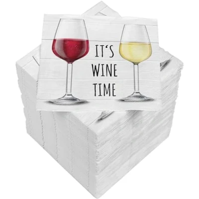 Afbeelding van HEKU It&#039;s Wine Time&#039; cocktailservetten, 3 laags, 25 x cm, 150 stuks, stijlvol design, ideaal voor feesten, praktisch verpakt
