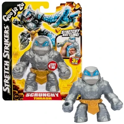 Afbeelding van Heroes of Goo Jit Zu Bandai CO42781 Actiefiguur, Ontdek de Stretch Strikers figuur Thrash, rekt en rekt, meerkleurig,