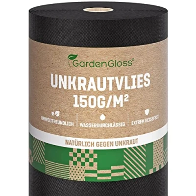 Afbeelding van Gardengloss® 25m² Onkruidvlies Tuinvlies 150g/m² Extra Sterk Tegen Onkruid Extreem Scheurvast En Hoge UV Stabilisatie Onkruidfolie Waterdoorlatend (25m x 1m, 1 Rol)