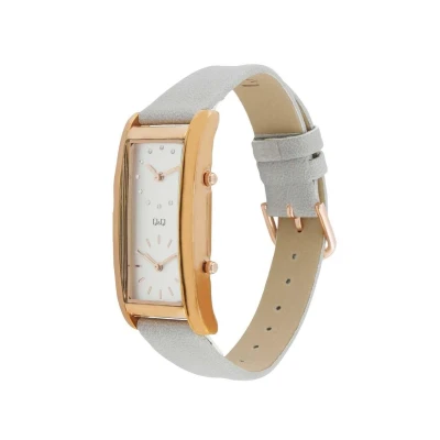 Afbeelding van Q&amp;Q rechthoekige dames horloge grijs /rosekleurig QB61J101Y