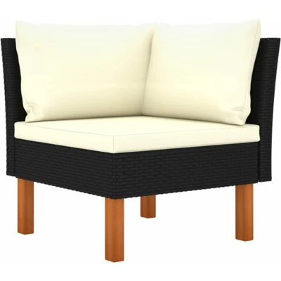 Afbeelding van Loungeset Poly Rattan En Massief Eucalyptushout 1 / Zwart Hoekbank