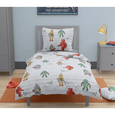 Afbeelding van Roupillon Beddengoed voor kinderen, 100% katoen, lichtgrijs, materiaal: maten 140 x 200 cm