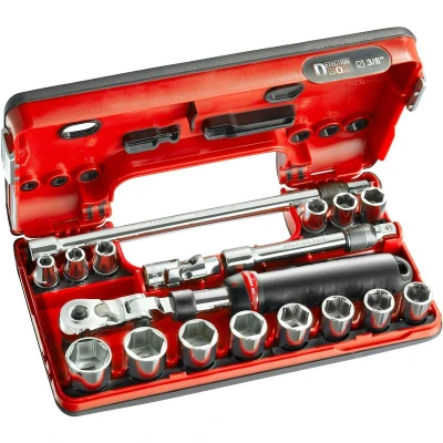 Afbeelding van Facom 18 delige doppenset 3/8&quot; met uitschuifbare ratel jxl JXL.DBOX1