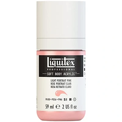 Afbeelding van Liquitex 1959810 Professional Acrylfarbe Soft Body Künstlerfarbe in cremiger deckender Konsistenz, hohe Pigmentierung, lichtecht &amp; alterungsbeständig, 59ml Flasche Portraitrosa Hell