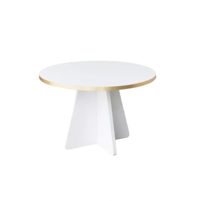 Afbeelding van Ralia ronde salontafel D60cm Wit en goud hout Menzzo