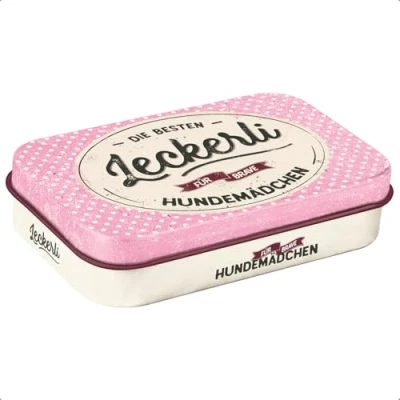 Afbeelding van Nostalgic Art Retro traktatielibus, 6 x 9,5 2 cm, pootenbord traktatie hondenmeisje cadeau idee voor hondeneigenaars, hondensnacker blikje, vintage design