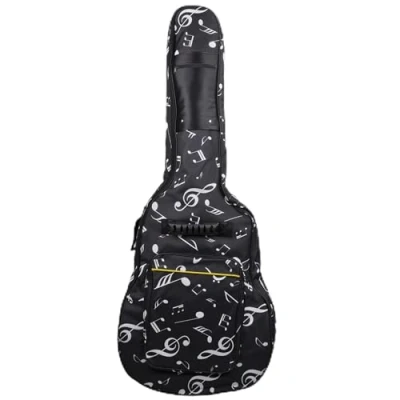 Afbeelding van SUQ Waterdichte Oxford gitaartas, Gig Bag, 8 mm Waterdicht Gevoerd, Shockproof, Muzikaal Patroon Nylon Tas, Gitaarhoes voor Akoestische Gitaren (Zwart)
