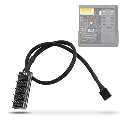 Afbeelding van PWM Fan Hub, 4 pins Hub Ventilator 5 weg voor PC CPU Chassis Adapter