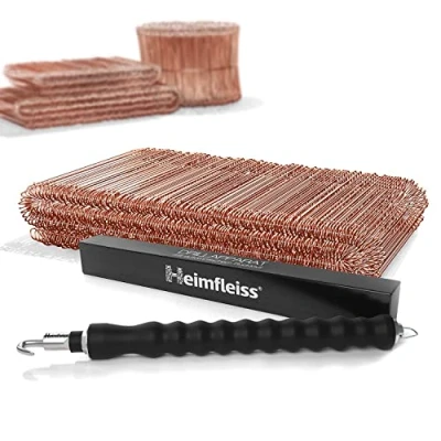 Afbeelding van Heimfleiss® Drillapparaat driller + rodeldraad 1,0 x 100 mm (500 stuks) hoogwaardige set van draadbinders rodeltang &amp; binddraad steeksluiting koperen draadsluiting oogdraad drill draad