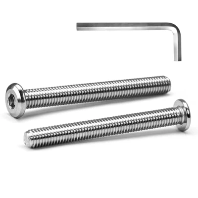 Afbeelding van MINHER M6 x 70 mm 10 stuks platte kop binnenzeskant schroeven bouten voor meubels, roestvrij staal A2 V2A, volledige schroefdraad (met inbussleutel)