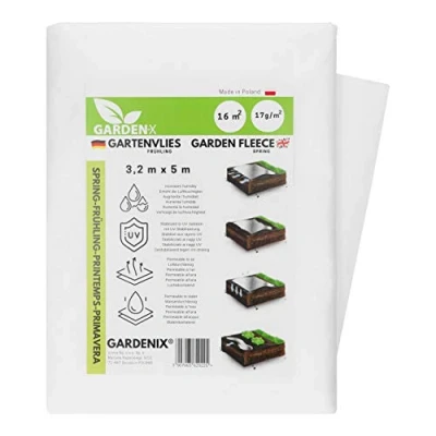 Afbeelding van GARDENIX voorjaarstuinvlies van 16 m² met waterdoorlatendheid, voor het afdekken groentebedden, UV stabilisatie (3,2 m x 5 m)