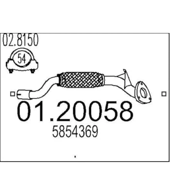 Afbeelding van MTS 01.20058 Uitlaatpijp 700mm voor middendemper OPEL: Corsa D Hatchback (S07) 1.3 CDTI 2006 2014