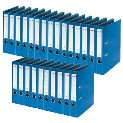 Afbeelding van Von Leitz Ordner A4, verpakking van 25 stuks, karton met kunststof omslag, 50 mm rugbreedte, Leitz, voor 350 vellen, blauwe engel &amp; FSC gecertificeerd, school, studie en thuis, blauw,