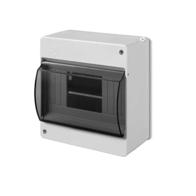 Afbeelding van ELEKTRO PLAST Opbouw, kleine verdeelkast, zekeringkast, 1 rij, 6 modules, IP30, lichtgrijs
