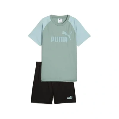 Afbeelding van Puma LOGO TEE AND Shorts Unisex SET Sport Tshirt voor kinderen, Maat: 152, Green moon