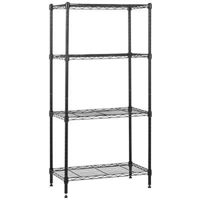 Afbeelding van Amazon Basics Opslagkast, 4 planken, smal, planken en poten verstelbaar in hoogte, draagkracht maximaal 363 kg, zwart, 60,1 x 35,6 121,9 cm (D B H)