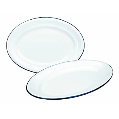 Afbeelding van Ibili Bord Blanca Ovaal 30x20 cm geëmailleerd staal, wit/blauw, 30 x 20 9