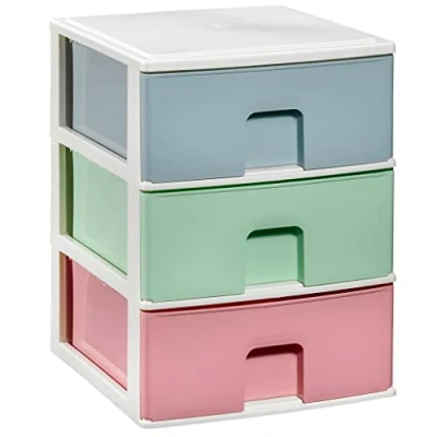 Afbeelding van COM FORT HOUSE Stapelbare commode van kunststof, meerkleurig, wit, model met 3 laden, modulaire opbergladen
