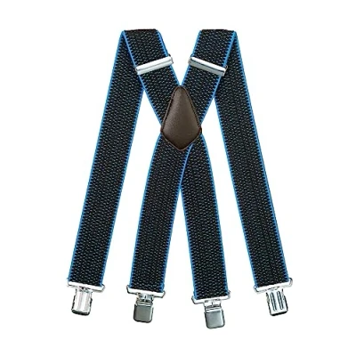 Afbeelding van Olata Extra Brede X Vorm Bretels met Dikke Stof 5 cm. Zwart/Turkoois (Zilveren Clips)