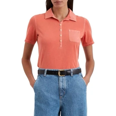 Afbeelding van Marc O&#039;Polo Kurzarm SLIM MIT Mixdetails Poloshirt, Dames, Maat: XS, Burnt red