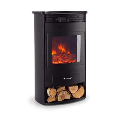 Afbeelding van Klarstein Bormio elektrische open haard met verwarming haard, 950 of 1900 watt, thermostaat, schakelbare verwarmingsfunctie, vlameffect, timer, zwart