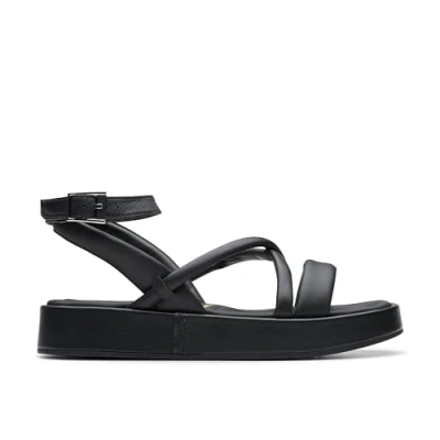 Afbeelding van Clarks ALDA Cross Sandalen met plateauzool, Dames, Maat: 38, Black Leer