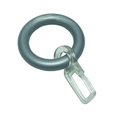 Afbeelding van Gardinia Gordijnringen voor gordijnroedes, valletjes, inclusief gordijnhaak, 10 stuks, breedte ring: 6 mm, kunststof, mat zilver