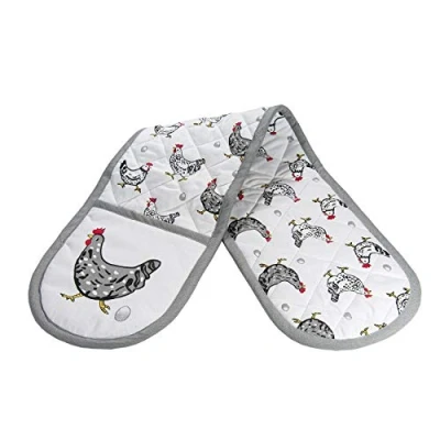 Afbeelding van SPOTTED DOG GIFT COMPANY Dubbele Ovenwanten, Hittebestendige Katoen Ovenhandschoenen voor Koken Bakken met Kip Ontwerp, Keuken Cadeaus Kippenliefhebbers, 89cm x 18cm
