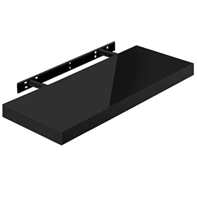 Afbeelding van WOLTU Muurplank Volato, RG9478sz, wandboard, vrij zwevend, zwevende plank, hout, hoogglanzend zwart, als boekenplank, of voor cd&#039;s, dvd&#039;s, 60 x 22,9 3,8 cm