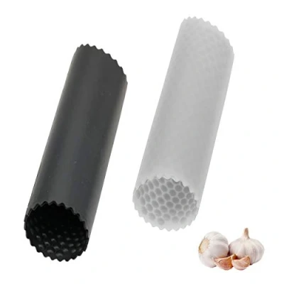 Afbeelding van BaiJ siliconen knoflookschiller, 2 stuks Easy Roller knoflook dunschiller eenvoudig nuttig keukengereedschap keukenaccessoires van zwart/transparant