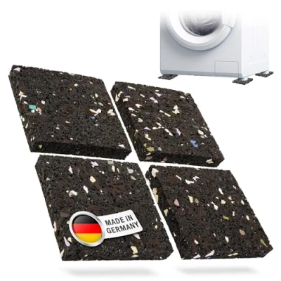 Afbeelding van ECENCE 4 x trillingsdemper pads, wasmachineset, geluiddemper en geluidsisolatiedroger, anti trillingsdemper, voetkussens, antislipmatten, 10 1,5 cm, zwart