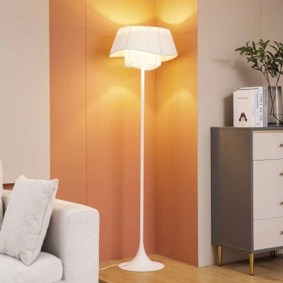 Afbeelding van Lindby vloerlamp 1licht IJzer, textiel H: 159.5 cm E27 wit