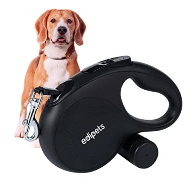Afbeelding van Edipets, Uittrekbare hondenriem met zakhouder, 5 en 8 meter, flexibele band voor rechts wandelingen, zwart (5 meter)