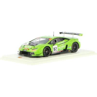 Afbeelding van De 1:43 Diecast Modelcar van Lamborghini Huracan GT3 Team Grasser Racing #82 24H Spa 2018. coureurs waren R. Ineichen / P. Keen en F. Perera. Dit model is begrensd door 300 stuks. fabrikant het Spark