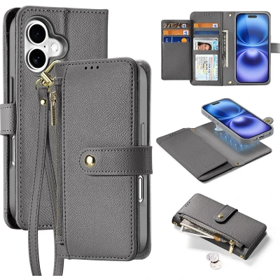 Afbeelding van Dux Ducis Telefoon Hoesje geschikt voor Apple iPhone 16 Plus Magsafe Magneet 2 in 1 Wallet Book Case Lawa Series Grijs