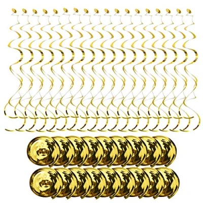 Afbeelding van 18 stuks hangende feestdecoraties, wervelwind, gouden werveling, herbruikbaar, verjaardag, spiraalvormig voor babyshower, bruiloft, Kerstmis, feestaccessoires