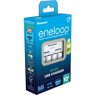 Afbeelding van Panasonic Eneloop USB Oplader 4 x AA 2000 mAh BQ CC61