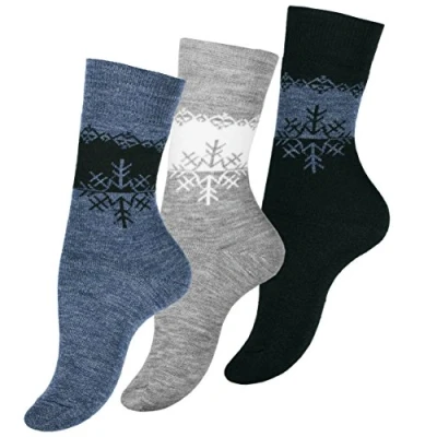 Afbeelding van VCA 3 paar thermosokken voor dames, wintersokken met badstof aan de binnenkant, meerkleurig, 39 42 EU