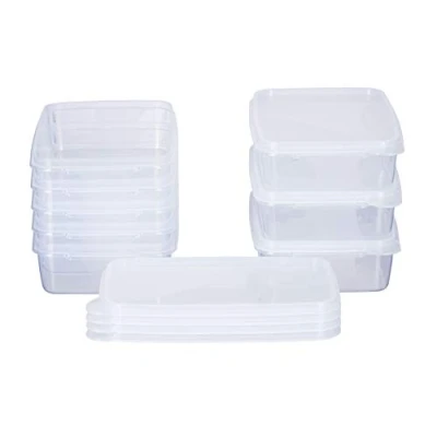 Afbeelding van MiraHome Set van 8 rechthoekige platte vershouddozen 0,75 liter 18 x 12 5 cm transparant Oostenrijkse kwaliteit