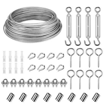 Afbeelding van vvhippo Draadkabel 3 mm roestvrij staal, 30 m staalkabelset, stalen kabel ommanteld met ogen, spandraad, kabelspanset, draadkabel, klimhulpset voor gordijntouw, waslijnen, klimplanten