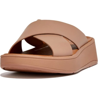 Afbeelding van Fitflop F Mode Leather Flatform Slide Sandals In Beige Dames Maat 40