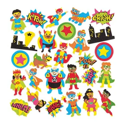 Afbeelding van Baker Ross Mosrubberstickers Sterheld (120 stuks) grappige schuimrubberen stickers met motieven voor collages en knutselwerk