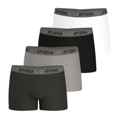 Afbeelding van Athena Set van 4 boxershorts voor heren, ecopack, antraciet/grijs gemêleerd/zwart/wit, XXL, Veelkleurig (Antraciet Grijs Zwart Wit Anth), XXL