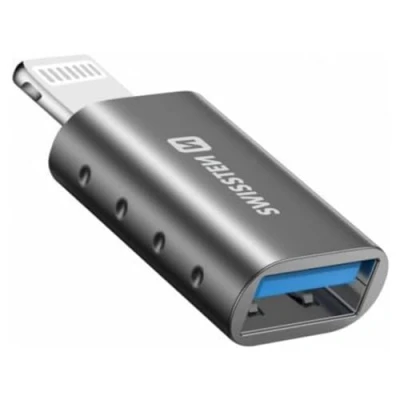 Afbeelding van Swissten USB A naar Lightning Adapter Converter Geschikt voor iPhone 7/8/X/11/12/13/14 Grijs