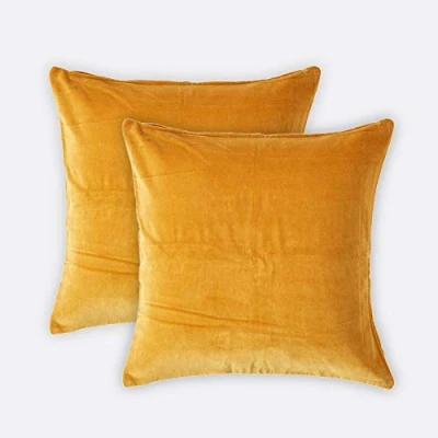 Afbeelding van Homescapes fluwelen kussenhoes set van 2 in mosterdgeel, 40 x cm