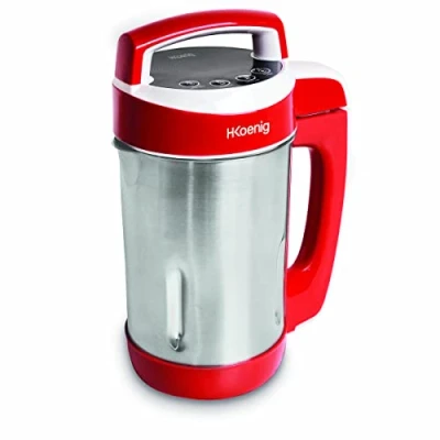 Afbeelding van H.Koenig Soepmaker MXC18, 1,1L, 850W, Roestvrijstaal, Professionele Multifunctionele Blender, Mixfunctie, 2 Kookprogramma&#039;s, Soep/Compote en Waterkoken, Smoothies, Milkshakes, Rood