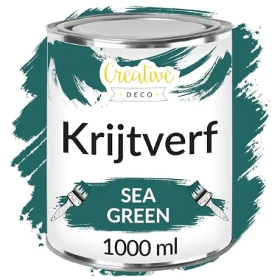 Afbeelding van Creative Deco 1000 ml Zeegroen Krijt Verf Mat en Wasbaar Perfect voor Renovatie, Decoratie Decoupage van Meubels Egen Gradient Effect Mogelijk