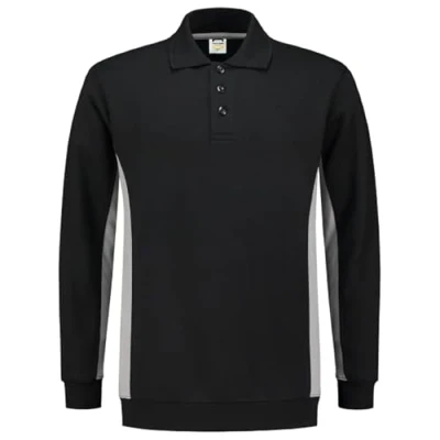 Afbeelding van Tricorp 302003 casual polokraag bicolor sweatshirt, 60% gekamd katoen/40% polyester, 280 g/m², marineblauw koningsblauw, maat 3XL