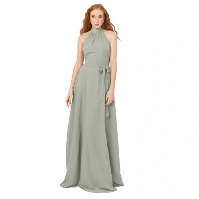 Afbeelding van Anaya with Love Maxi jurk voor dames, mouwloos, halterhals, A lijn, sjerp, strik, riem, gesmoord, bruidsmeisje, bruiloft, gast, gala, baljurk, vorstgroen, 18, Frosty Groen, 44